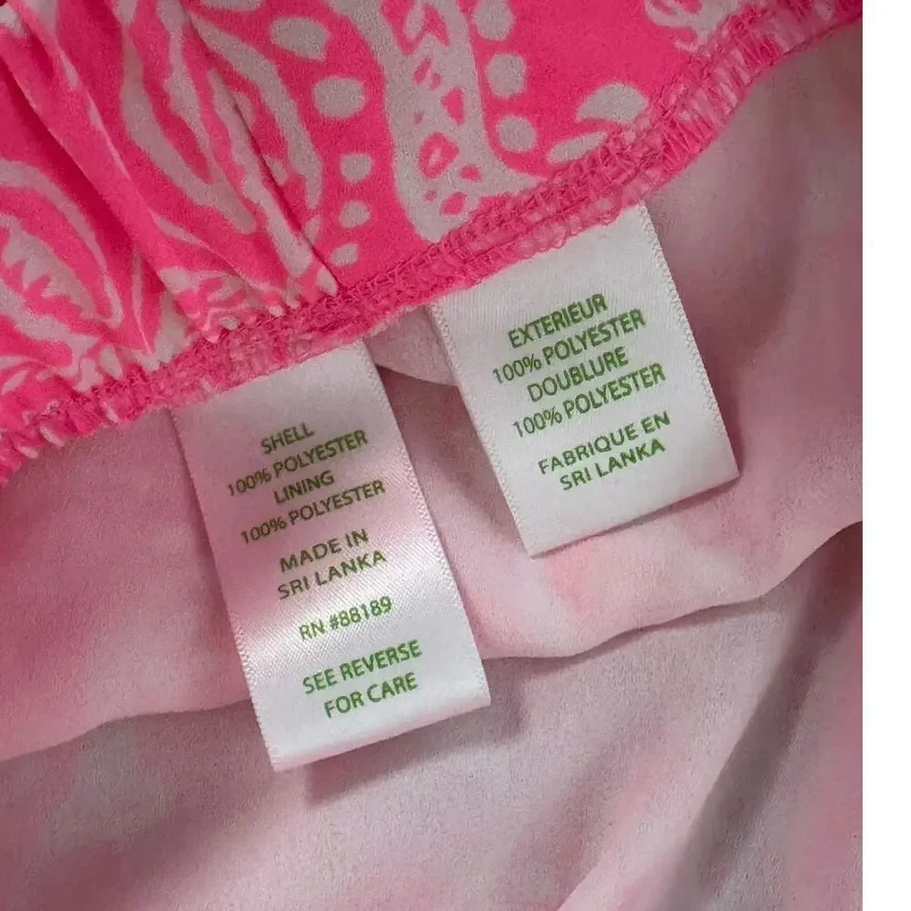 Lilly Pulitzer M Mylee Tie-Front Shorts Havana Pink Clawdia Seashell Pattern